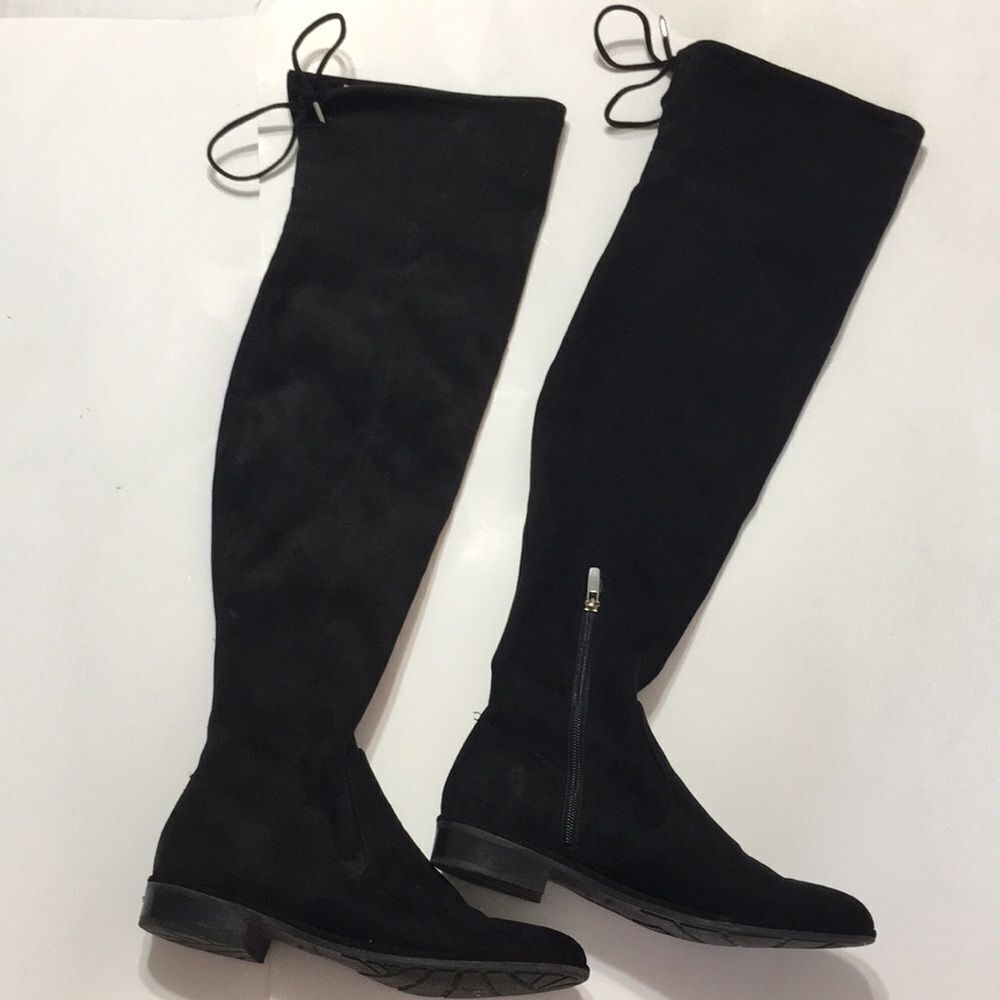 Black Knee High Suede Boots Size 6